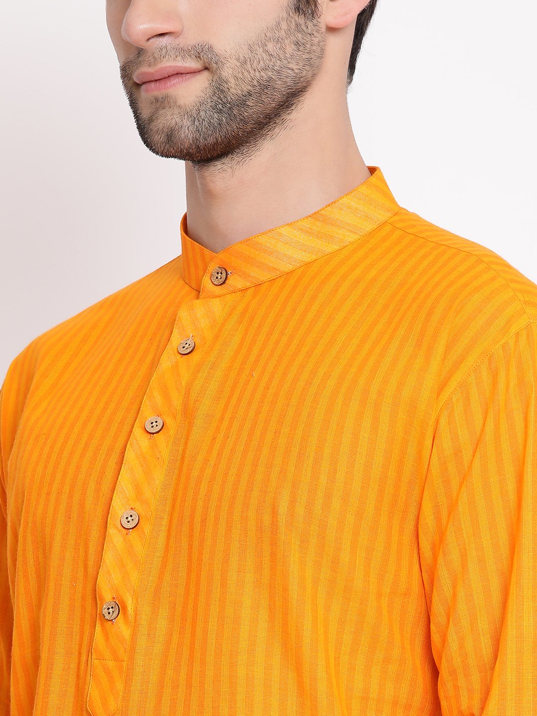 Vastramay Men's Orange Pure Cotton Kurta