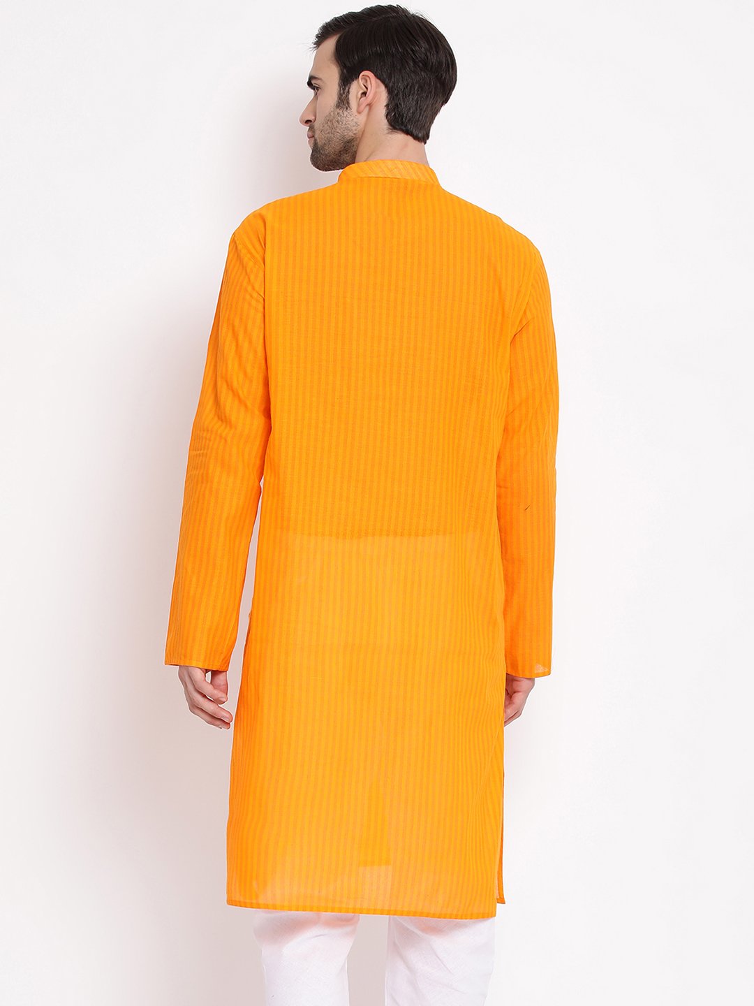 Vastramay Men's Orange Pure Cotton Kurta