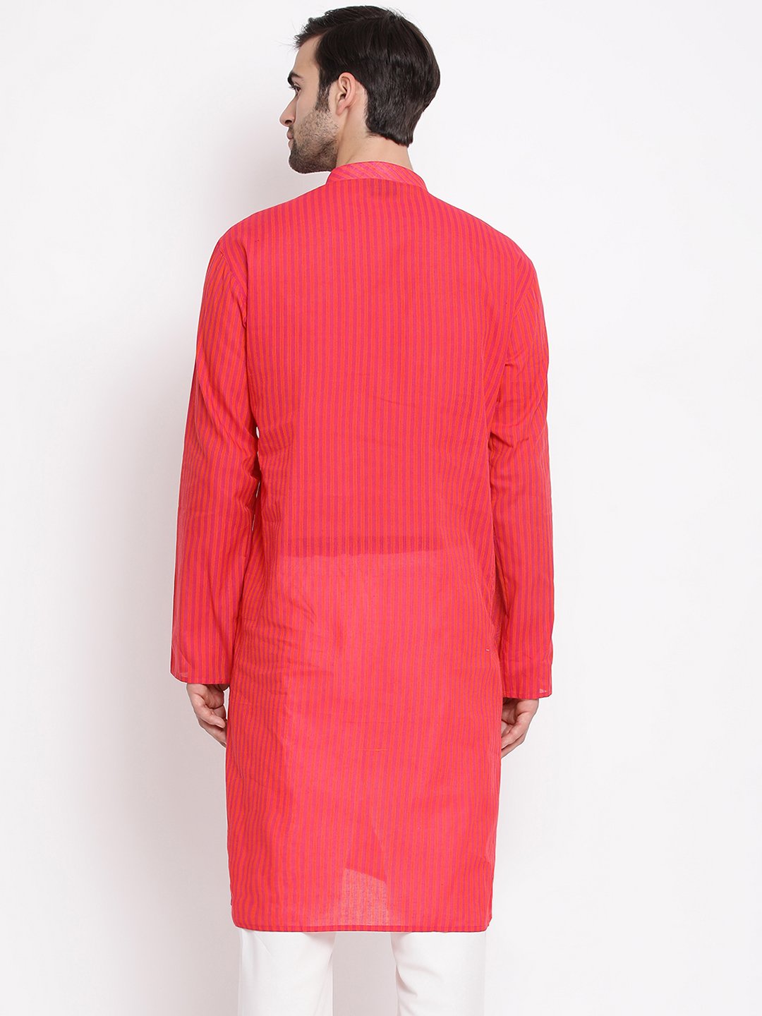 Vastramay Men's Pink Pure Cotton Kurta