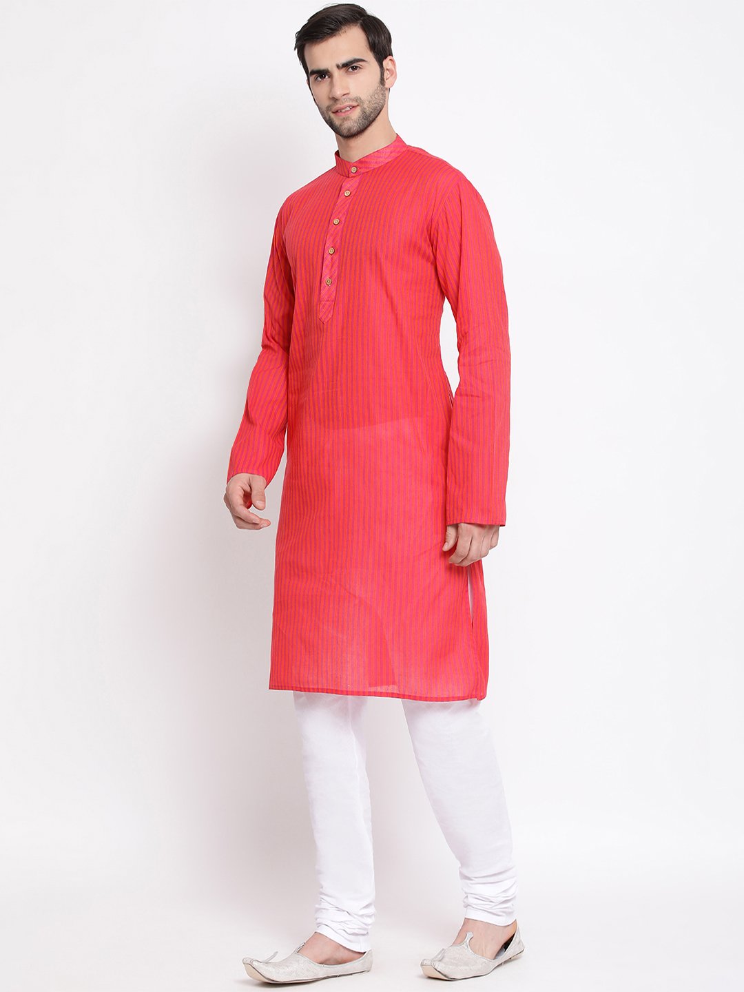 Vastramay Men's Pink Pure Cotton Kurta and Pyjama Set