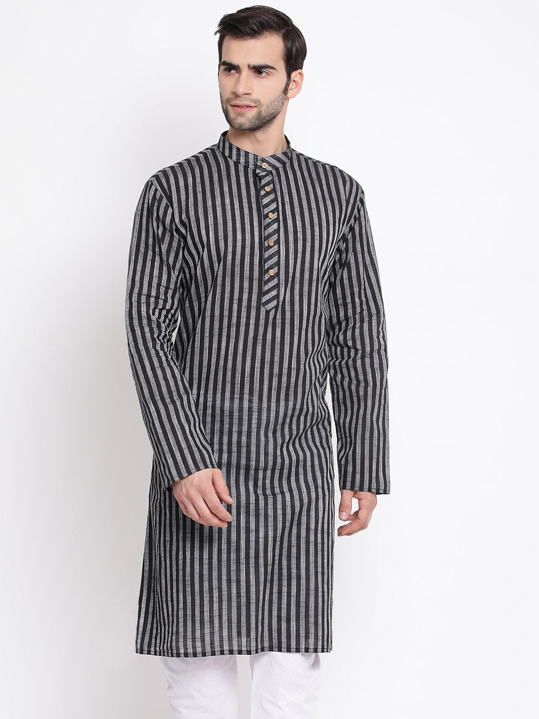 Vastramay Men's Black Pure Cotton Kurta