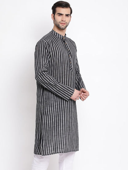 Vastramay Men's Black Pure Cotton Kurta