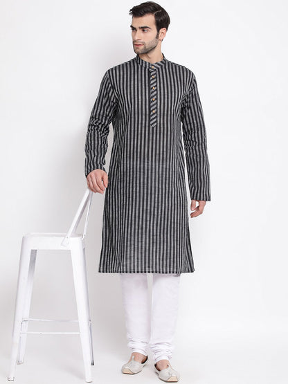 Vastramay Men's Black Pure Cotton Kurta