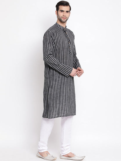 Vastramay Men's Black Pure Cotton Kurta and Pyjama Set