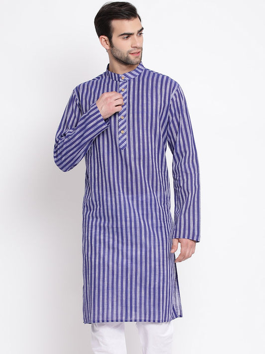 Vastramay Men's Blue Pure Cotton Kurta