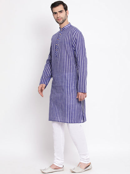 Vastramay Men's Blue Pure Cotton Kurta and Pyjama Set