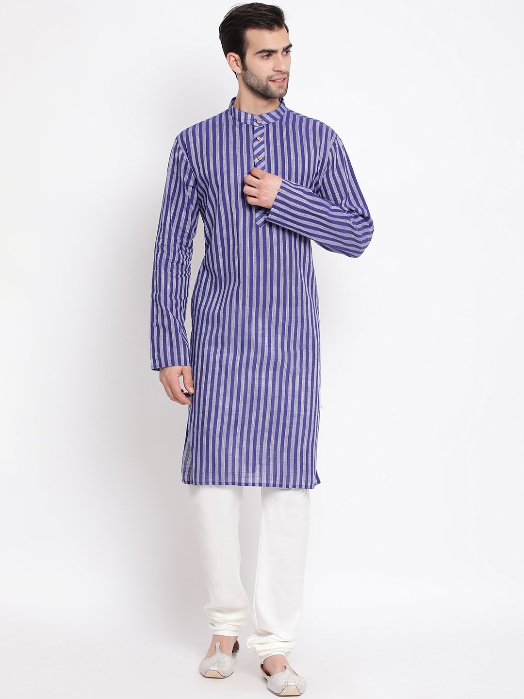 Vastramay Men's Blue Pure Cotton Kurta and Pyjama Set