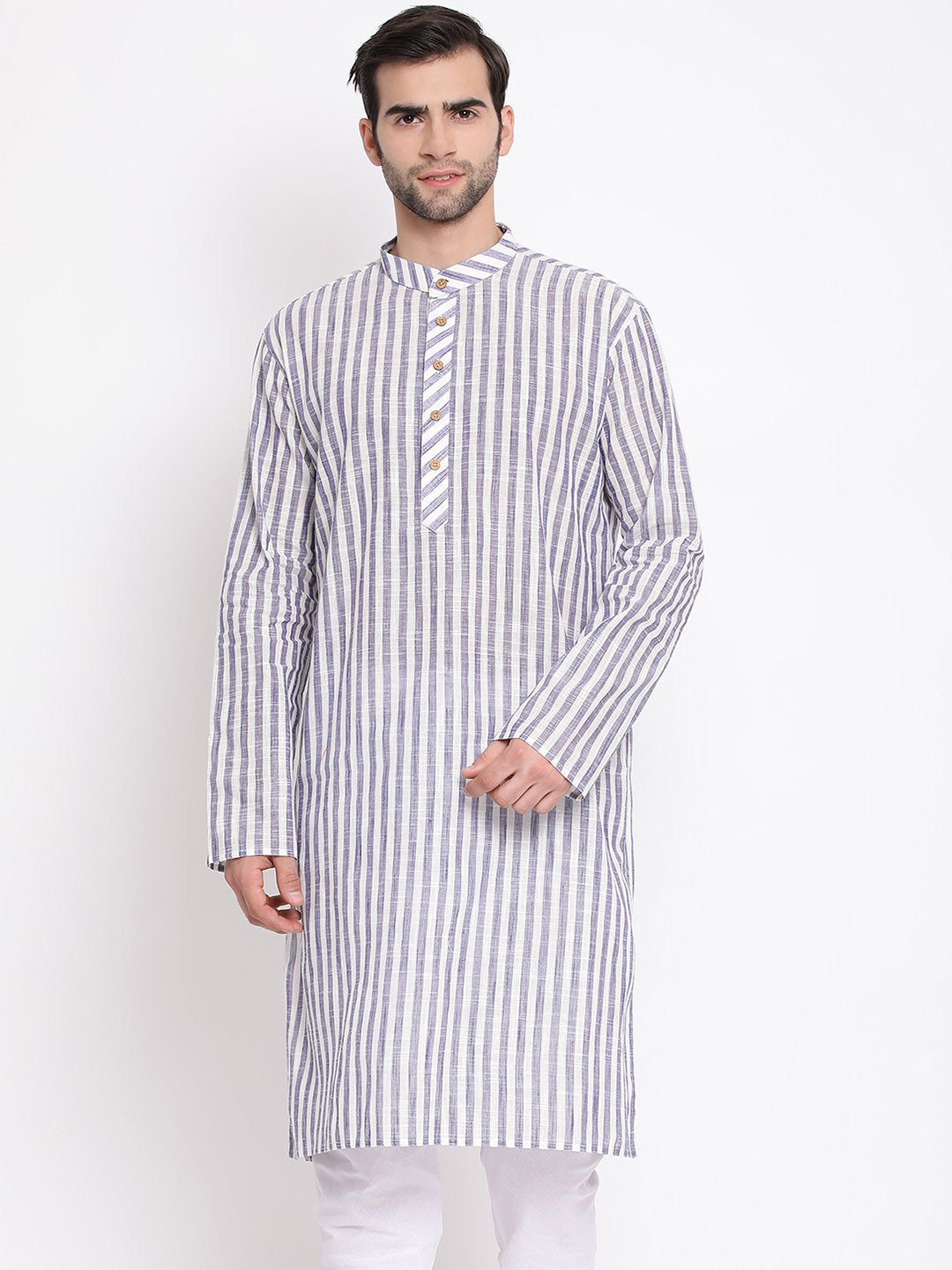 Vastramay Men's Grey Pure Cotton Kurta