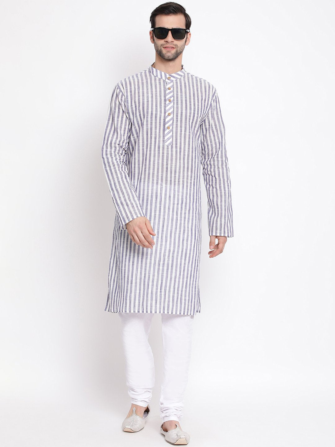 Vastramay Men's Grey Pure Cotton Kurta