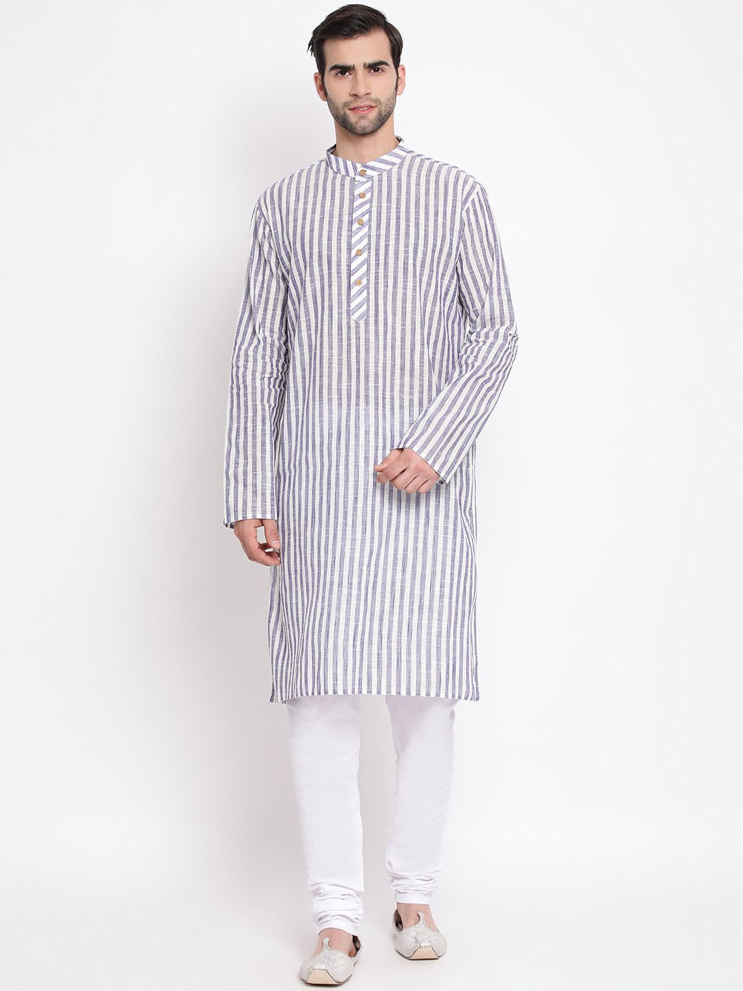 Vastramay Men's Grey Pure Cotton Kurta and Pyjama Set