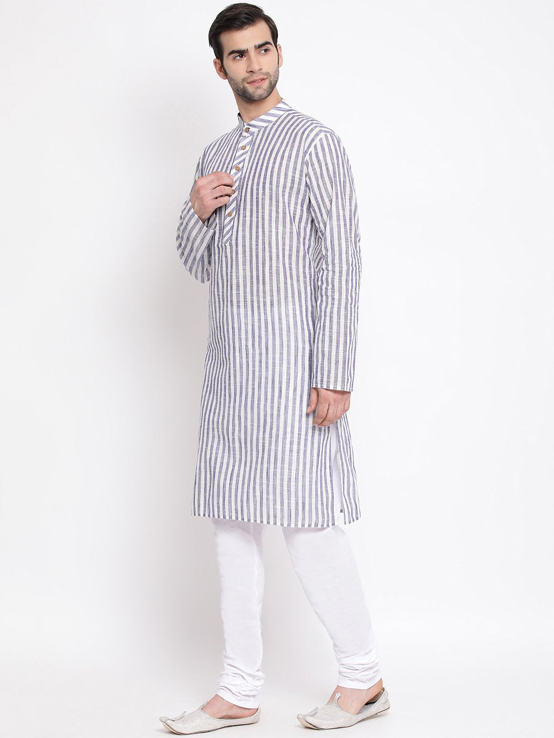 Vastramay Men's Grey Pure Cotton Kurta and Pyjama Set