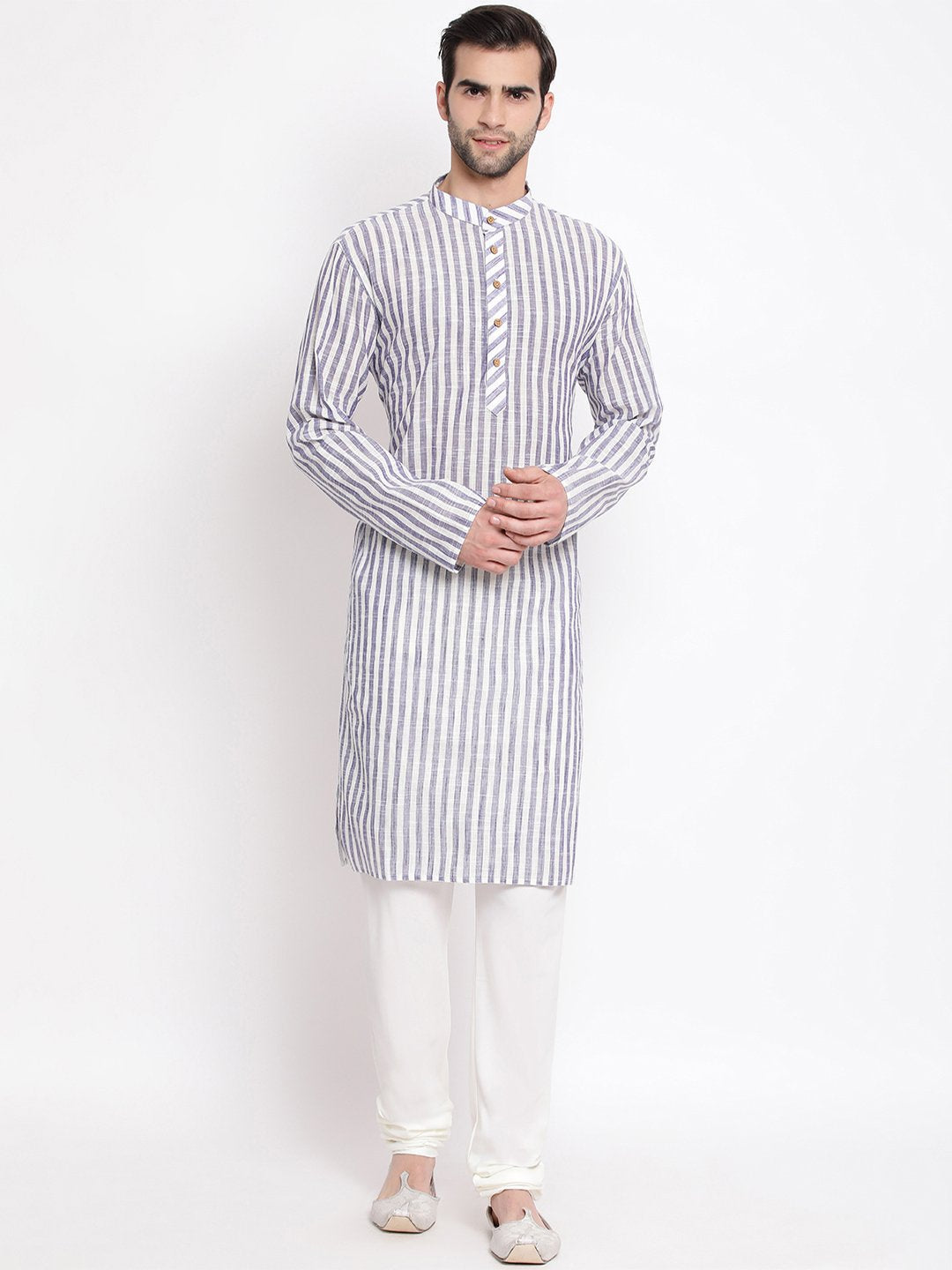 Vastramay Men's Grey Pure Cotton Kurta and Pyjama Set