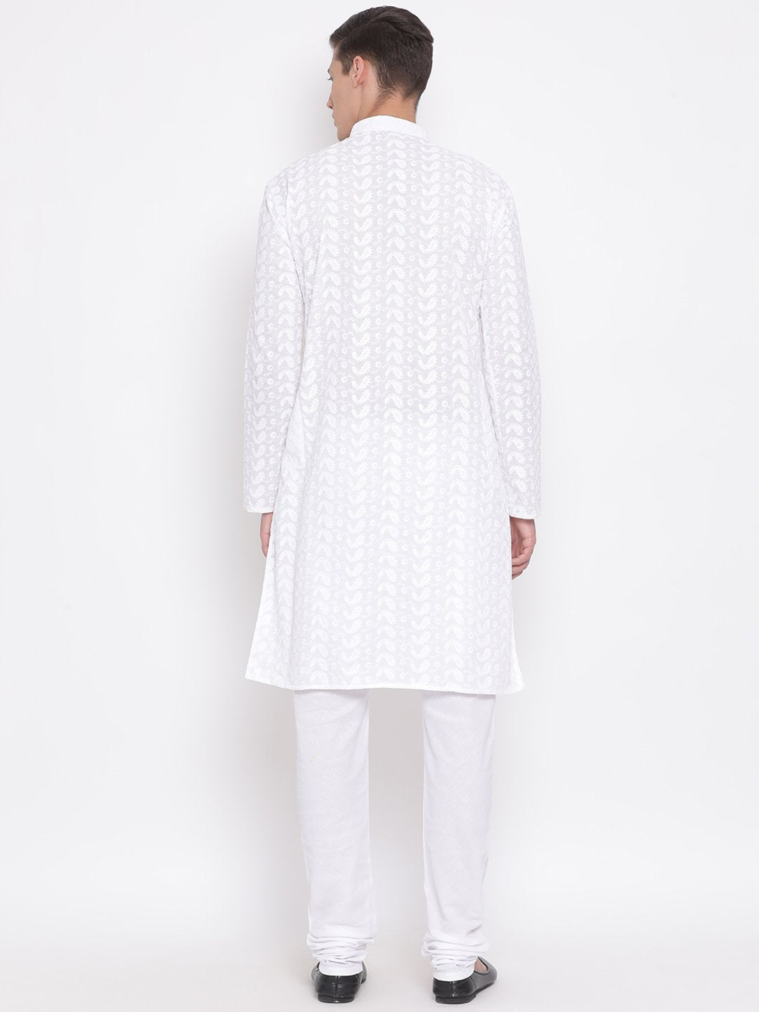 Vastramay Men's White Pure Cotton Kurta Pyjama Set