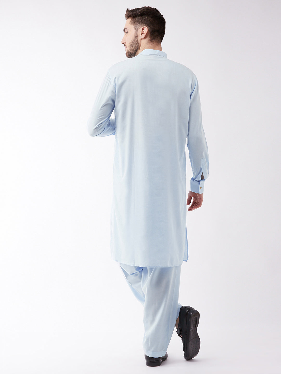 Vastramay Men's Blue Cotton Blend Kurta and Pyjama Set