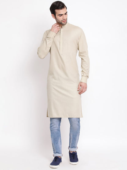 Vastramay Men's Green Cotton Blend Kurta