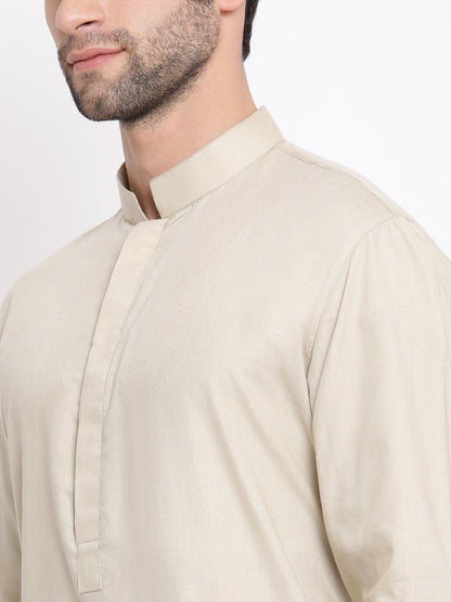 Vastramay Men's Green Cotton Blend Kurta