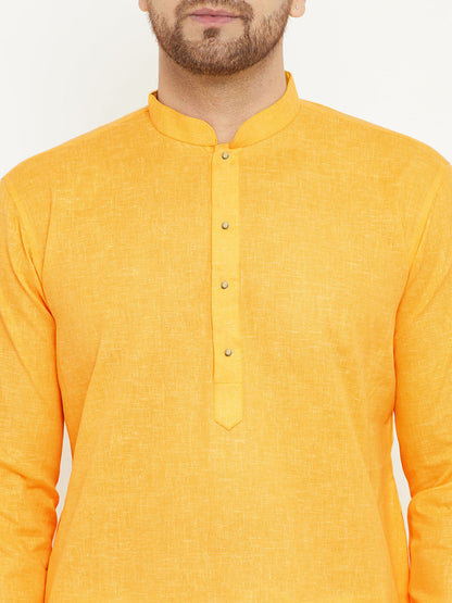 Vastramay Yellow And White Baap Beta Kurta And Pyjama Set