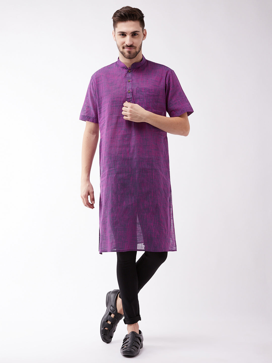 Vastramay Purple Melange Baap Beta Kurta Set