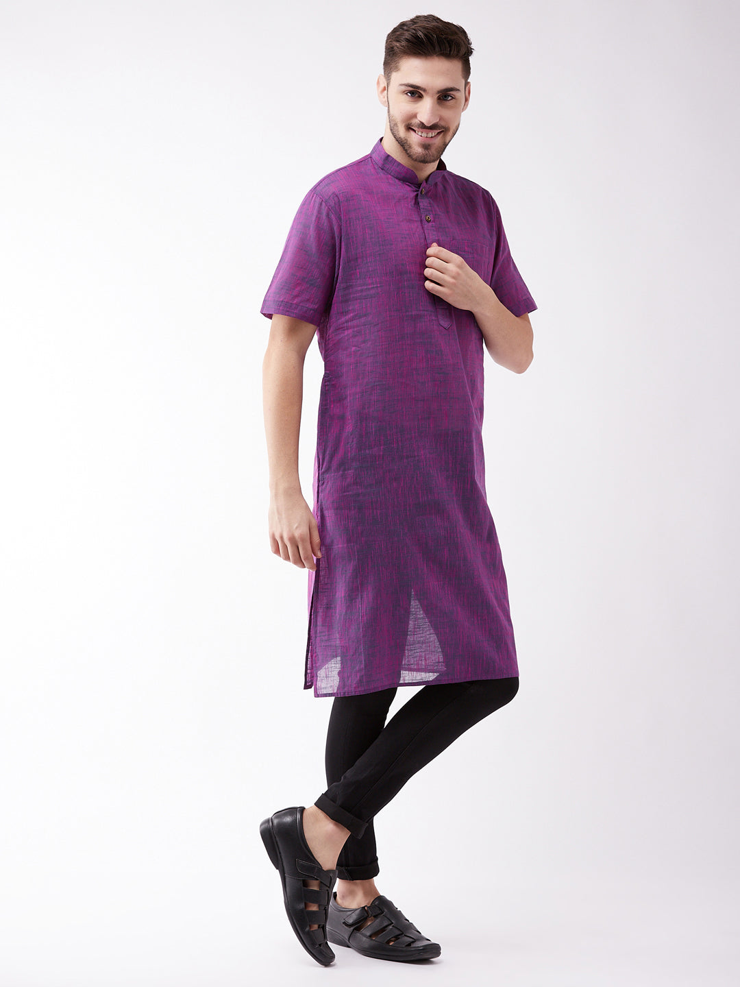 Vastramay Purple Melange Baap Beta Kurta Set