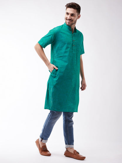 Vastramay Turquoise Melange Baap Beta Kurta Set