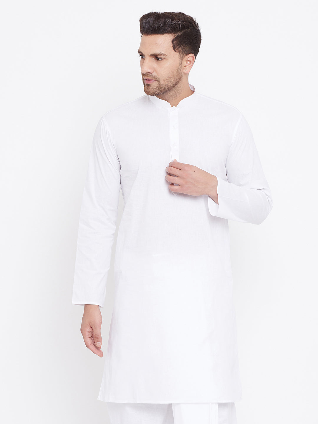 Vastramay White Cotton Baap Beta Kurta