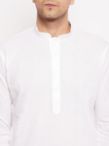 Vastramay Men's White Kurta And Pajama Set