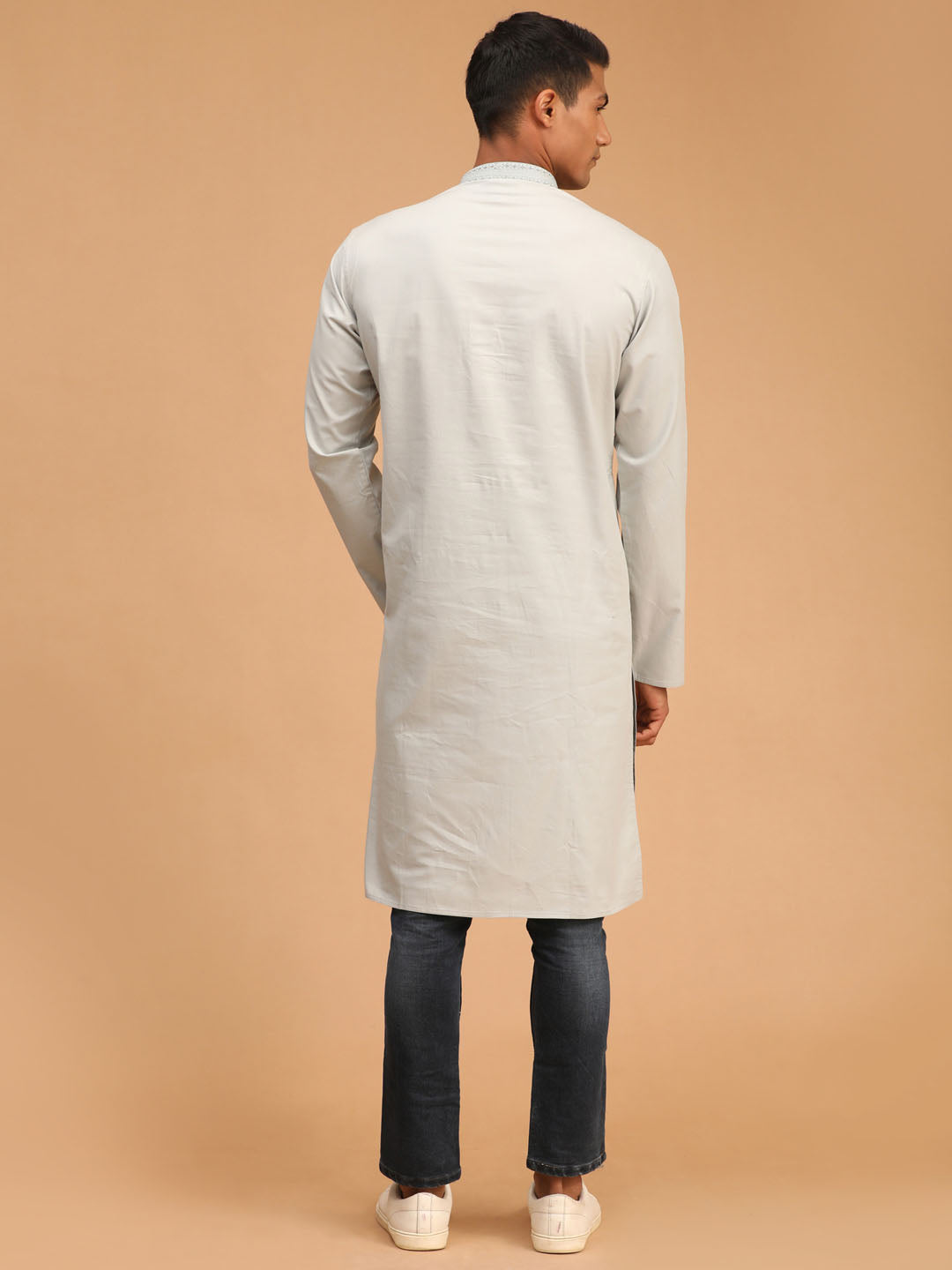 Vastramay mens gray cotton blend kurta