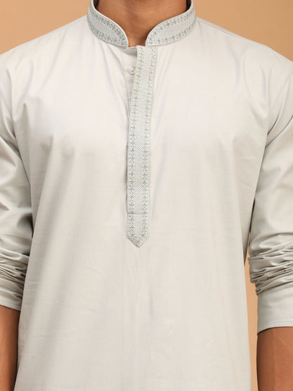 Vastramay mens gray cotton blend kurta