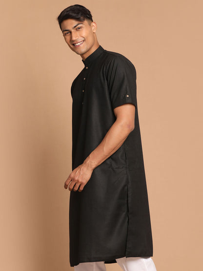 Vastramay Men's Black Solid Kurta