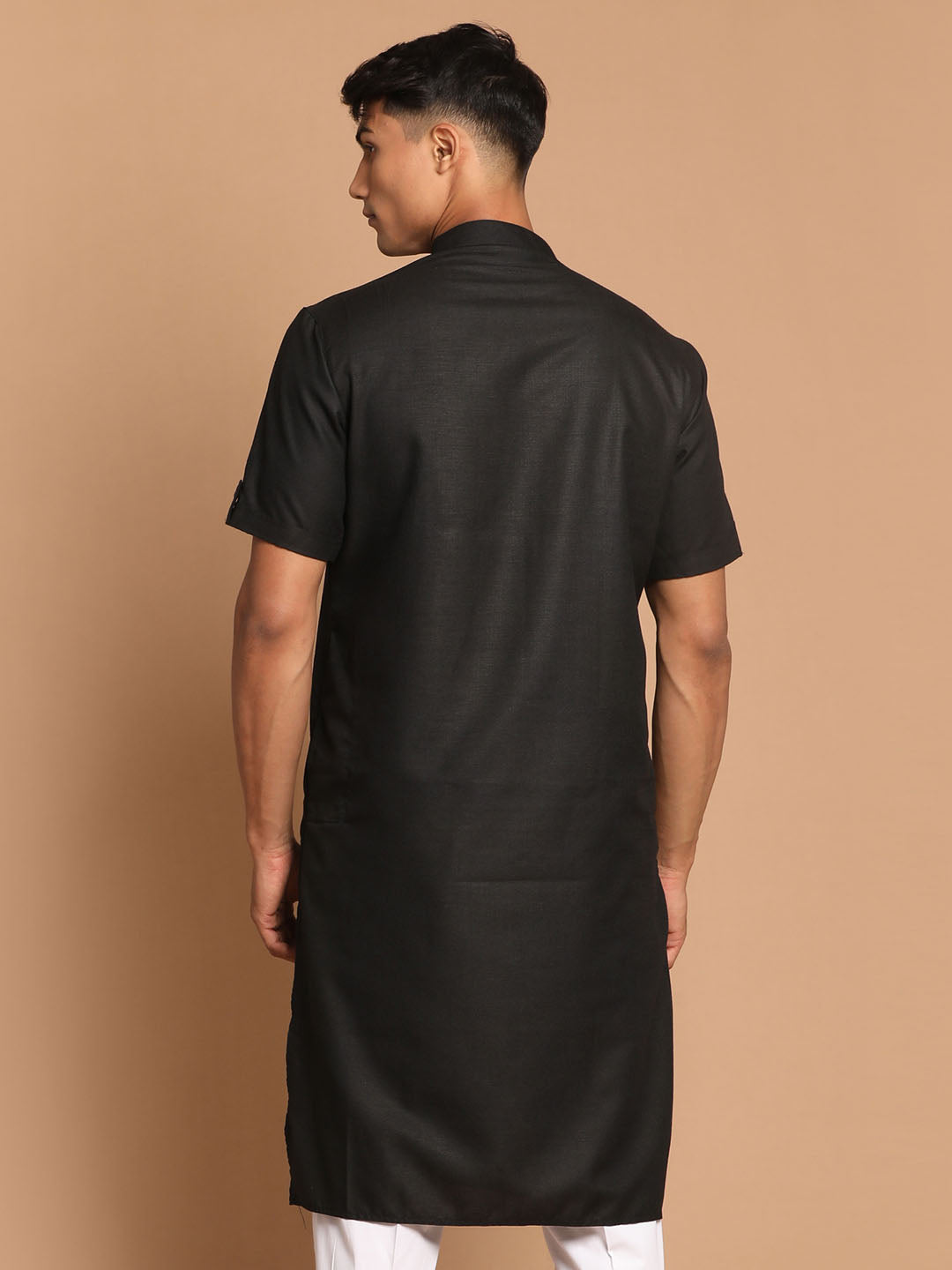 Vastramay Men's Black Solid Kurta