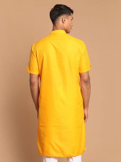 Vastramay Men's Mustard Solid Kurta