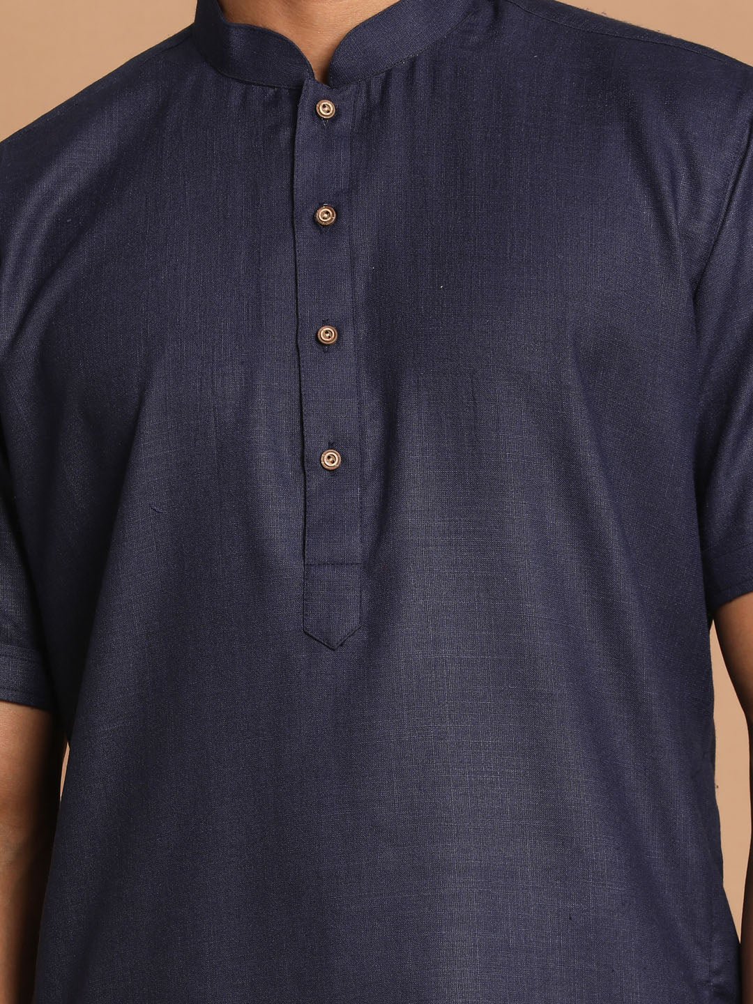 Vastramay Men's Navy Blue  Solid Kurta