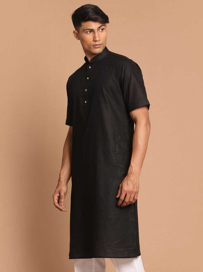 Vastramay Men's Black Solid Kurta