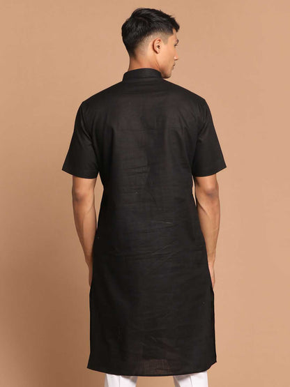 Vastramay Men's Black Solid Kurta