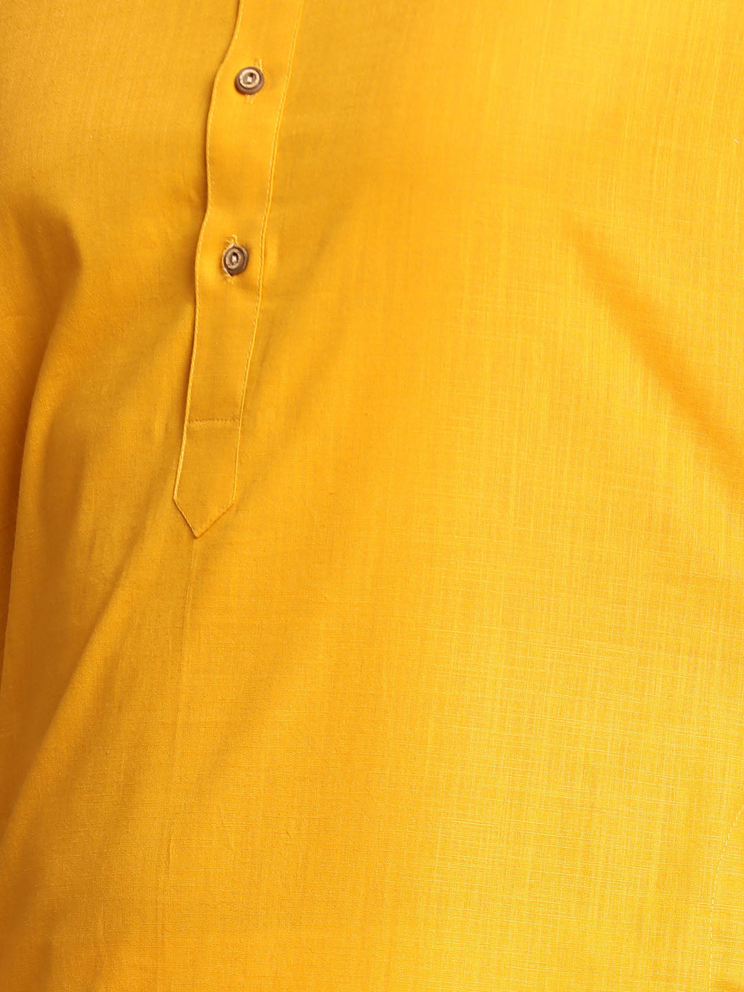 Vastramay Men's Mustard Cotton Kurta And Mundu Set