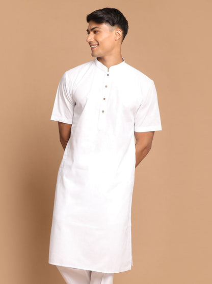 Vastramay Men's White Solid Kurta