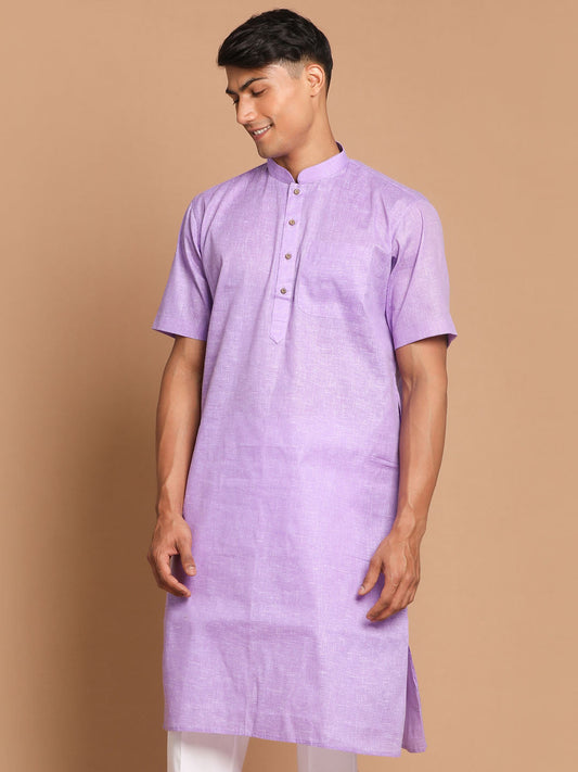 Vastramay Men's Purple Solid Kurta