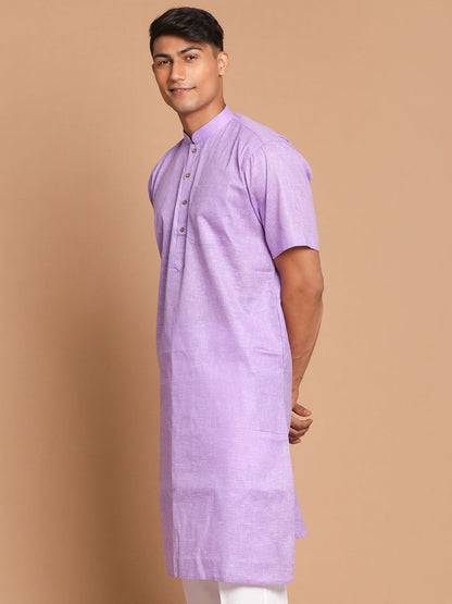 Vastramay Men's Purple Solid Kurta