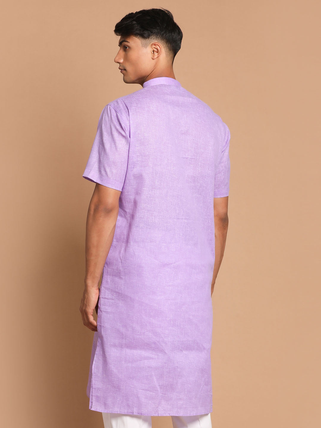 Vastramay Men's Purple Solid Kurta