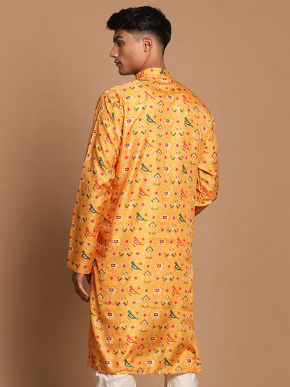 Vastramay Men's Yellow Silk Blend Ethnic Kurta