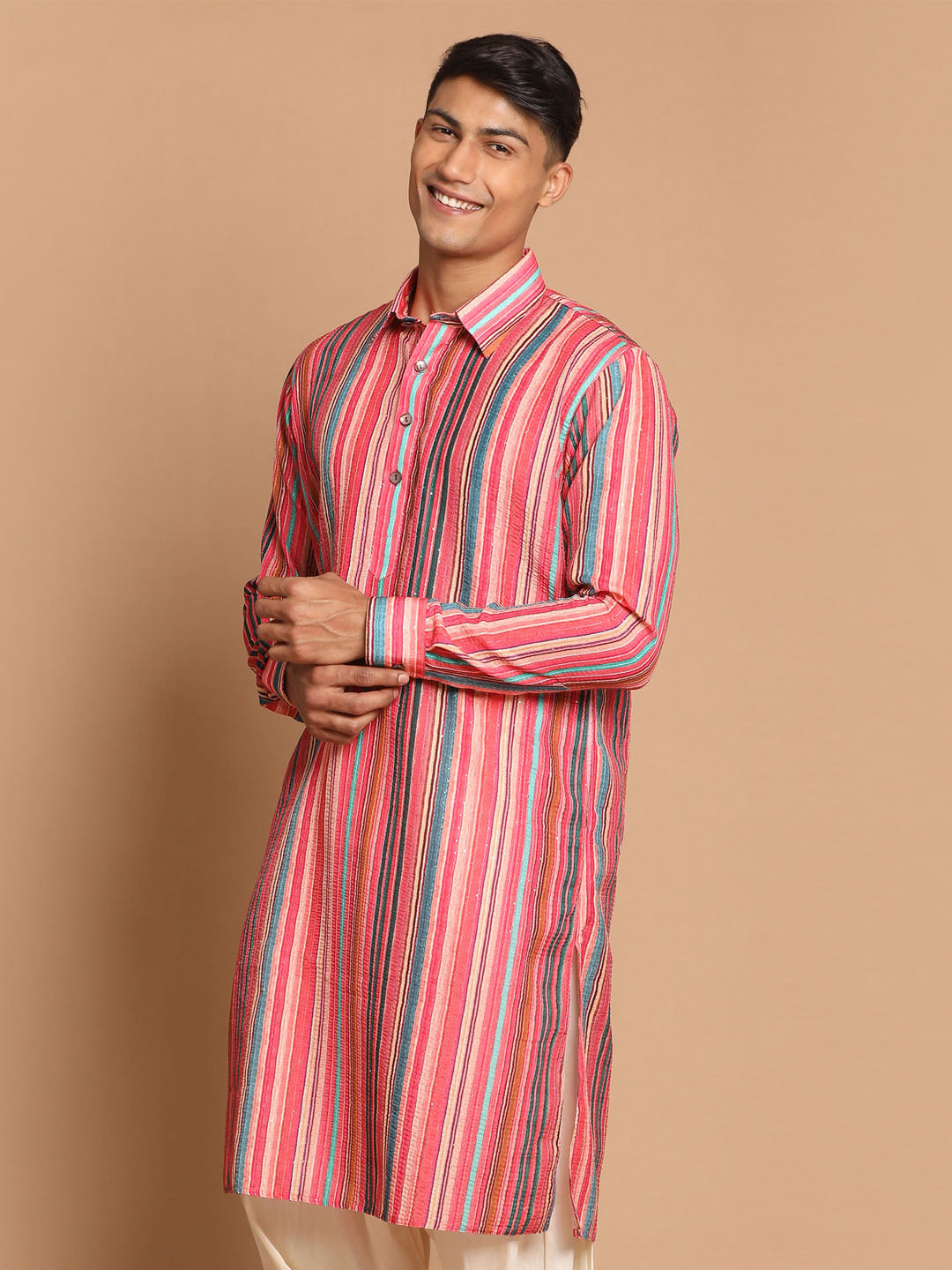 Vastramay Men's Multi-Color Embellished Kurta