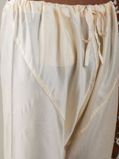 Vastramay mens gold foil printed kurta with cream pyjama set