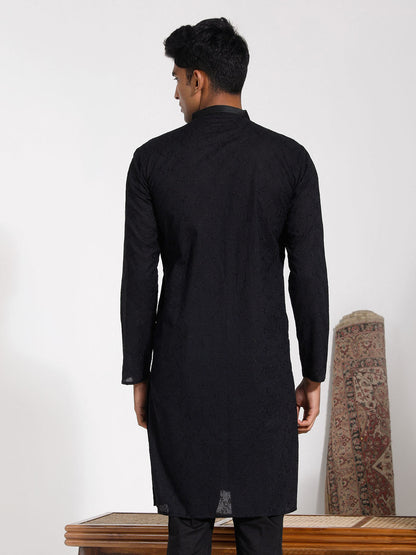 Vastramay Men's Black Cotton Kurta