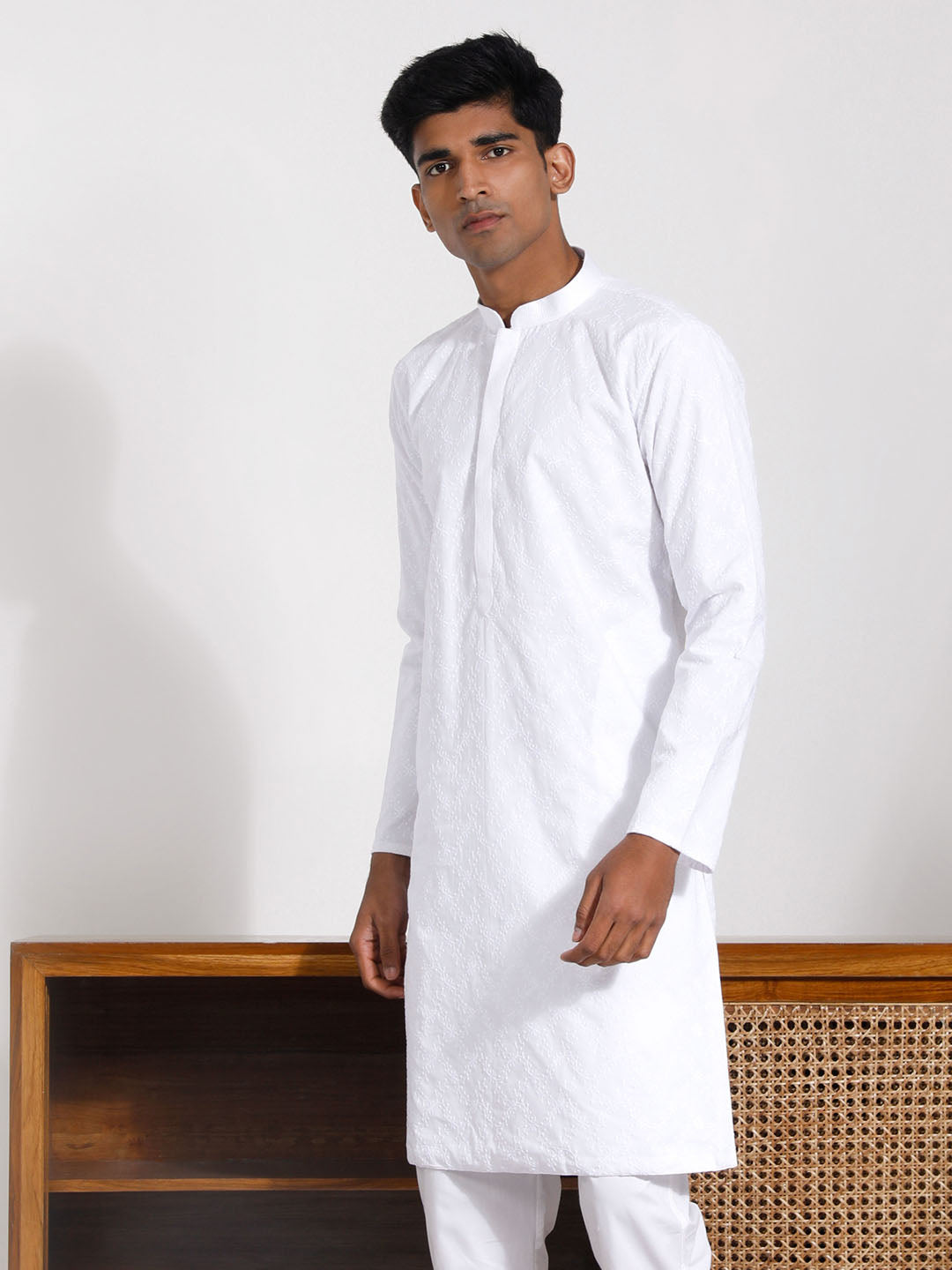 Vastramay Men's White Cotton Kurta