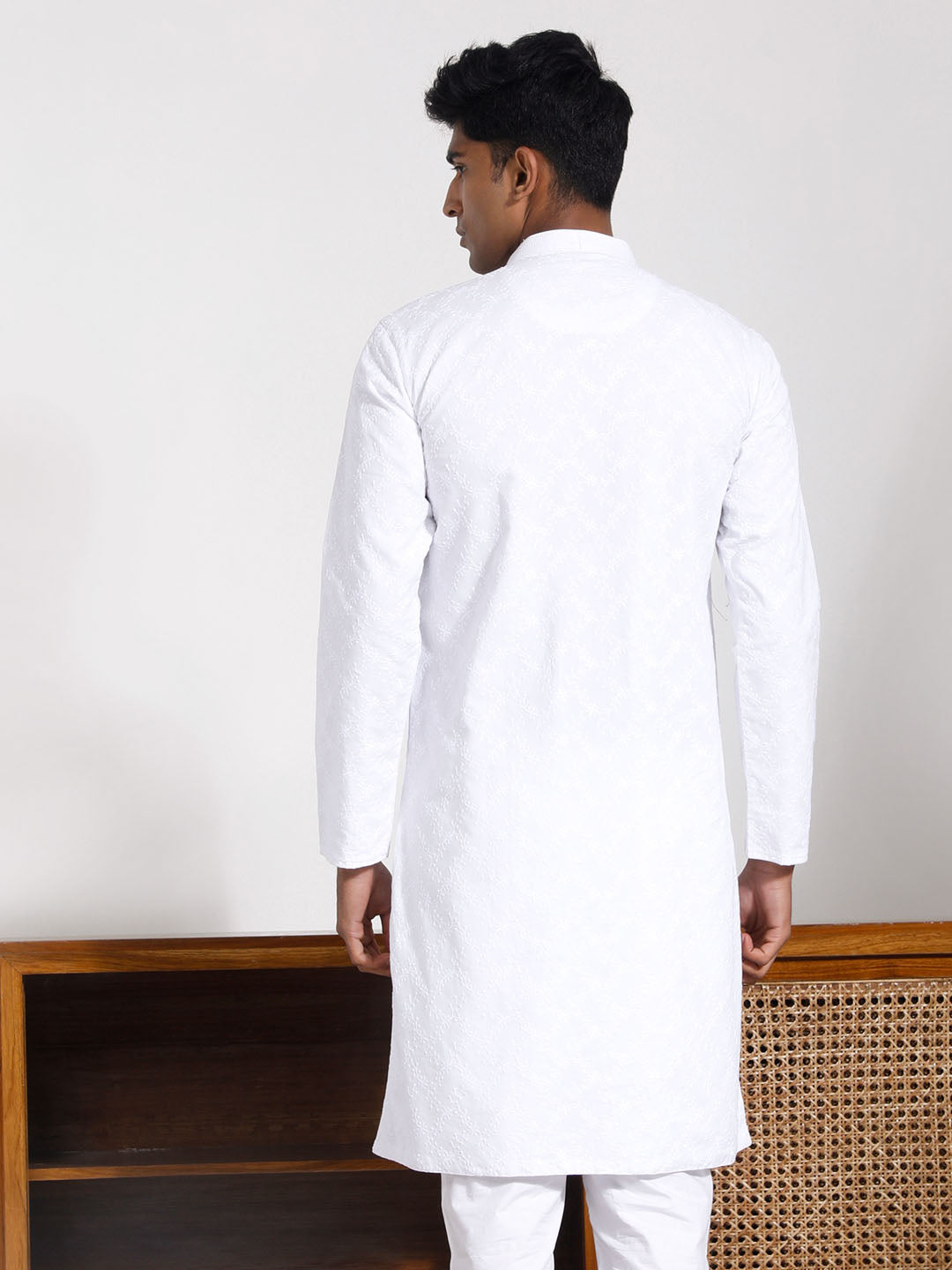 Vastramay Men's White Cotton Kurta