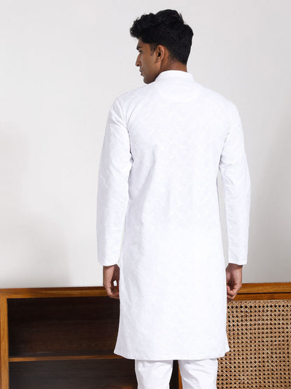 Vastramay Men's White Cotton Kurta