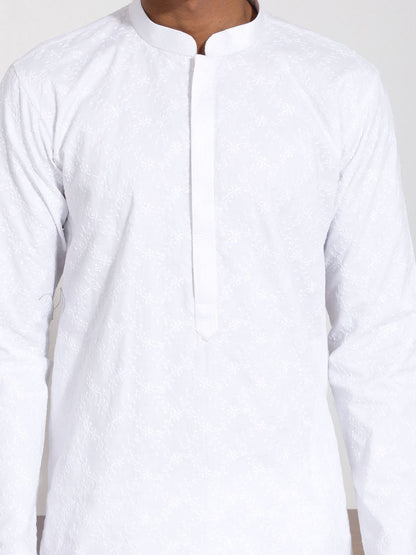 Vastramay Men's White Cotton Kurta