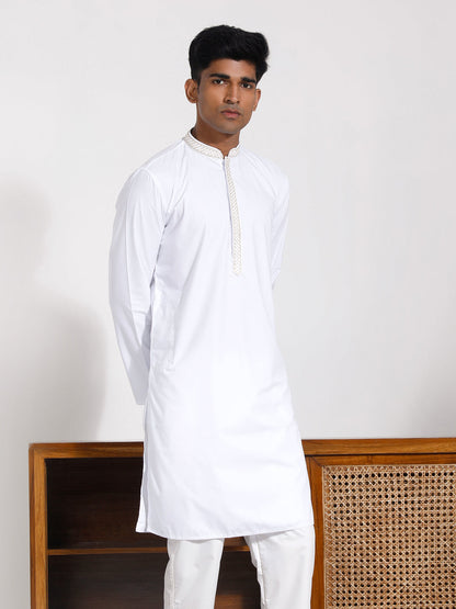 Vastramay Men's White Cotton Kurta