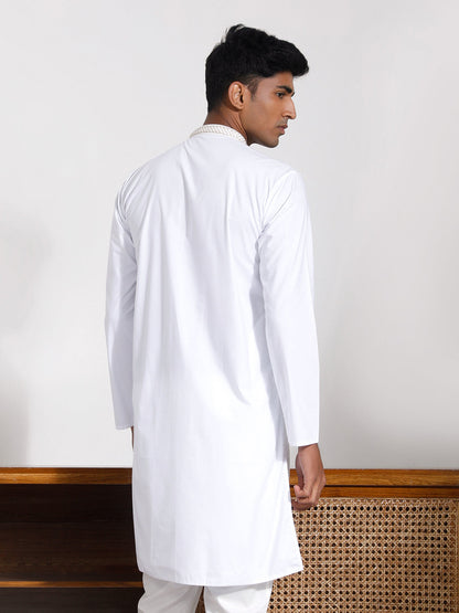 Vastramay Men's White Cotton Kurta