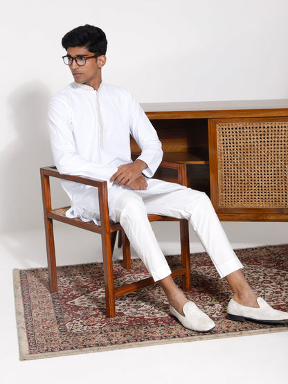 Vastramay Men's White Cotton Kurta